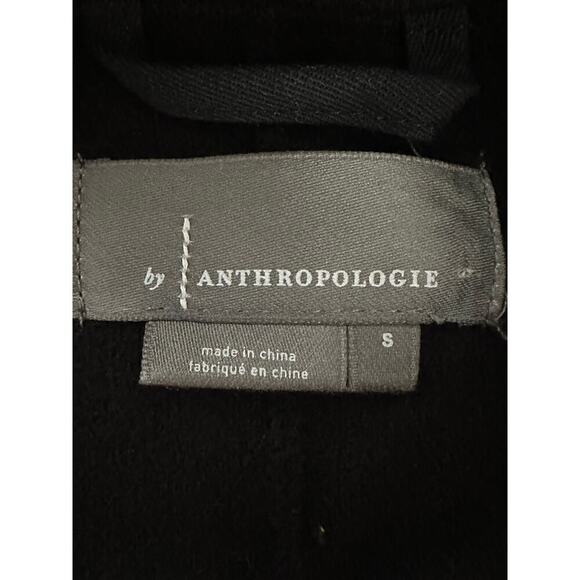 ANTHROPOLOGIE Cotton-Wool Blend Knit Cuff Black Button Front Blazer - Small - Picture 3 of 4